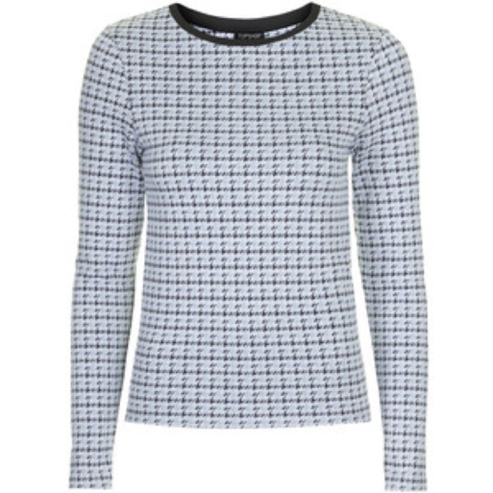 Topshop Mini Houndstooth Long Sleeve Top